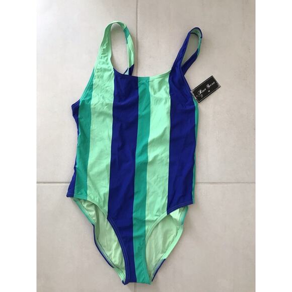 Rosa Secret Swim One Piece Swimsuit Striped Swimwear - Picture 1 of 9